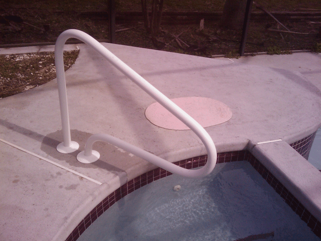 Swimming Pool Handrail Installation In, How To Install Inground Pool Ladder